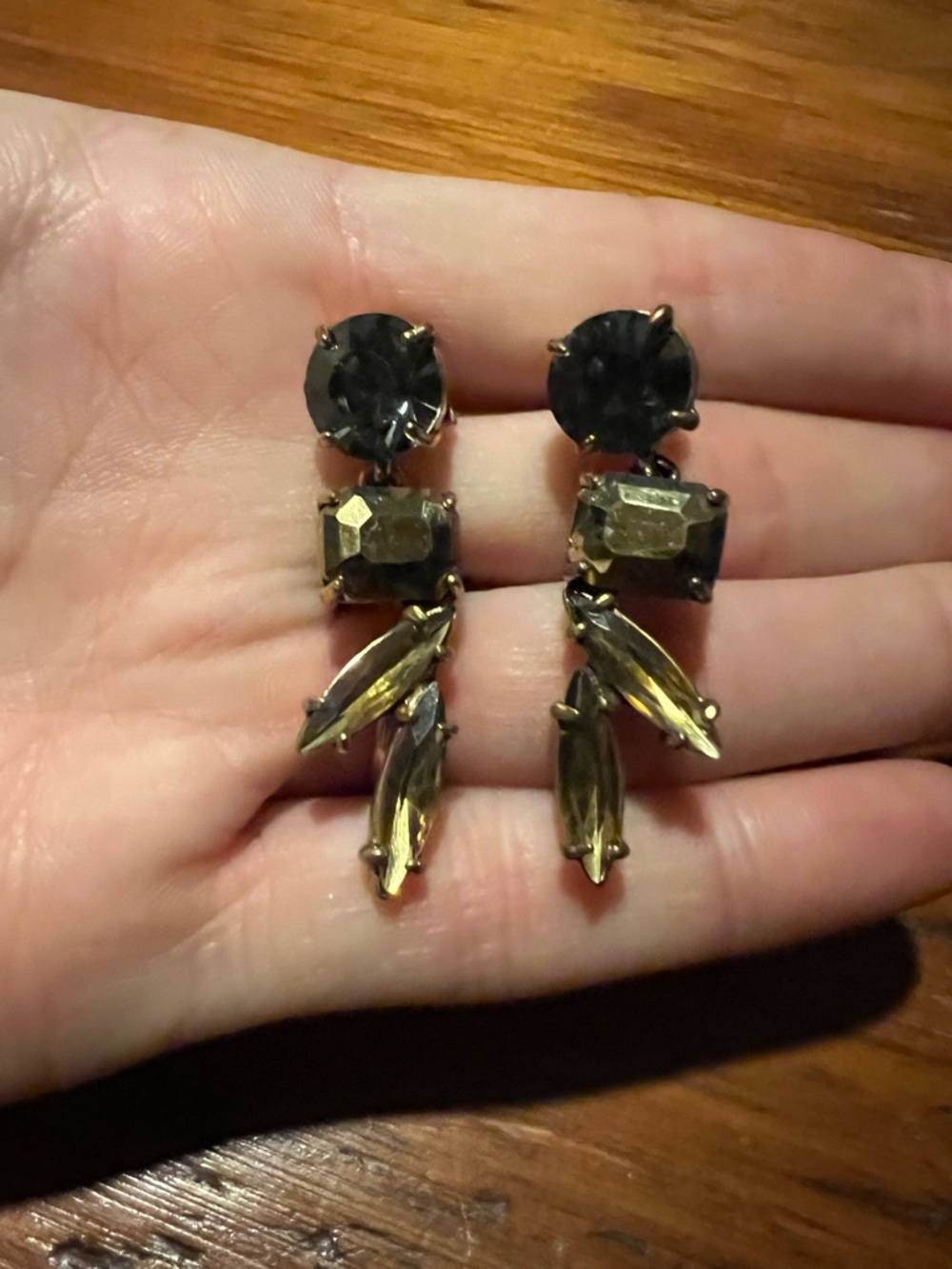 J. Crew Gold-Tone Earrings with Smoky and Amber Crystals
